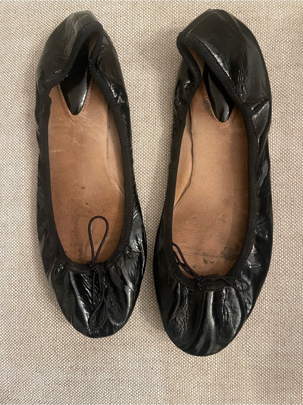 Bloch Black Patent Leather Ballet Flats with Bow